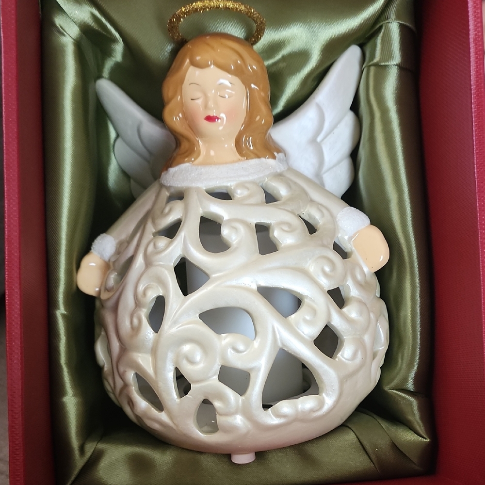 Elegant Angel Figurine with Gold Halo